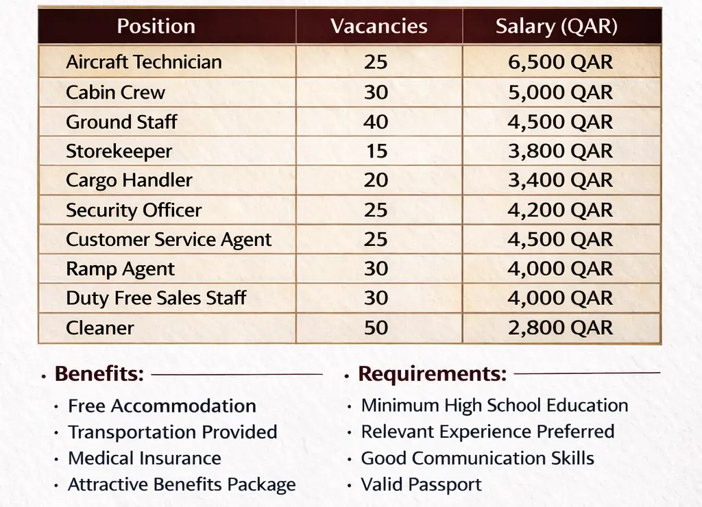 Qatar Airport Job Vacancy Announcement 2026: Complete Guide to High-Paying Aviation Careers 2 Airport-jobs-in-qatar-for-2026-salary-and-benefits