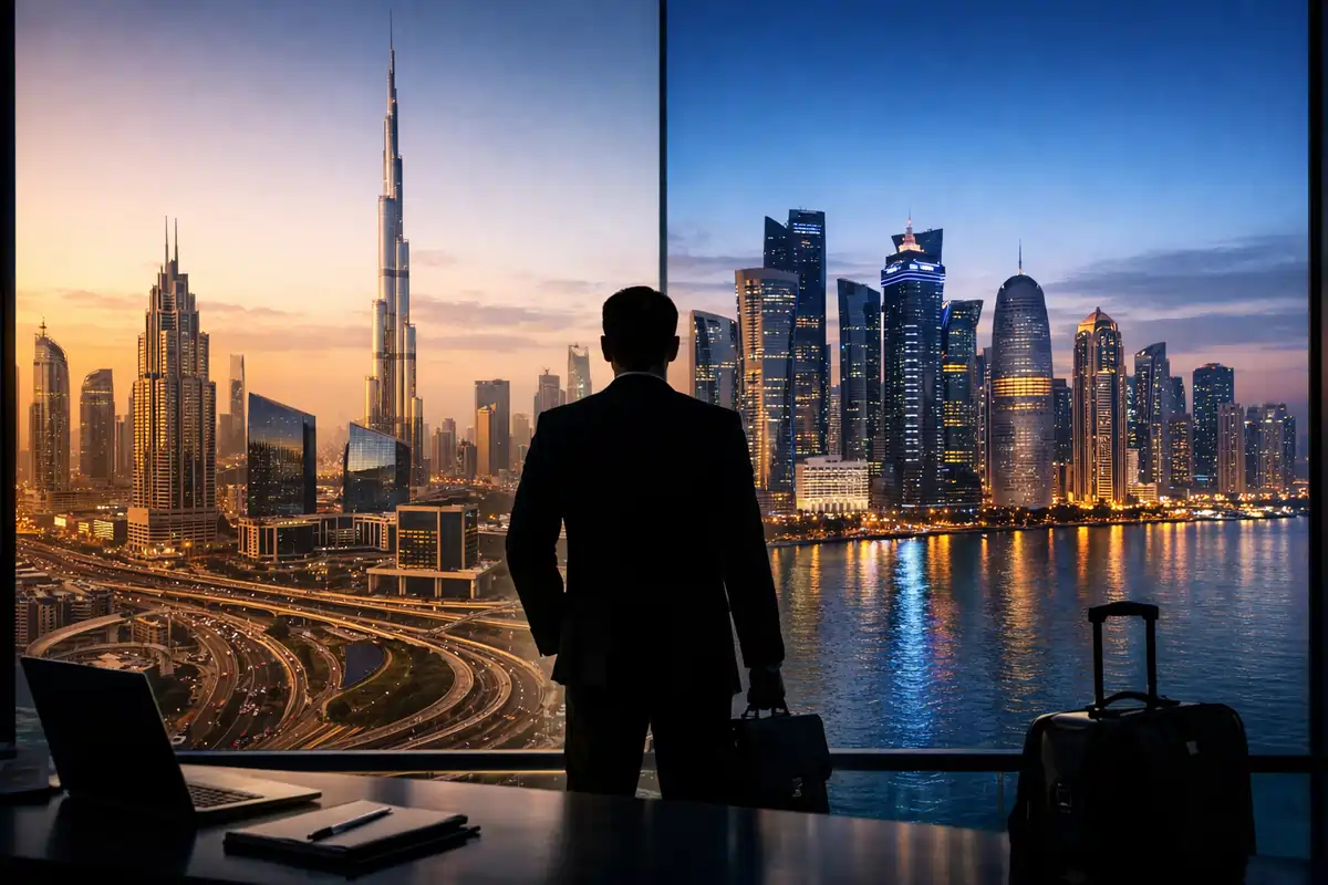 Dubai vs Qatar jobs salary comparison skyline Dubai and Doha